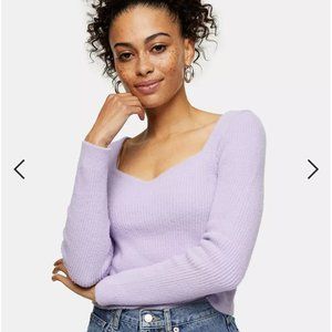 Top Shop Sweetheart Neckline Fluffy Sweater